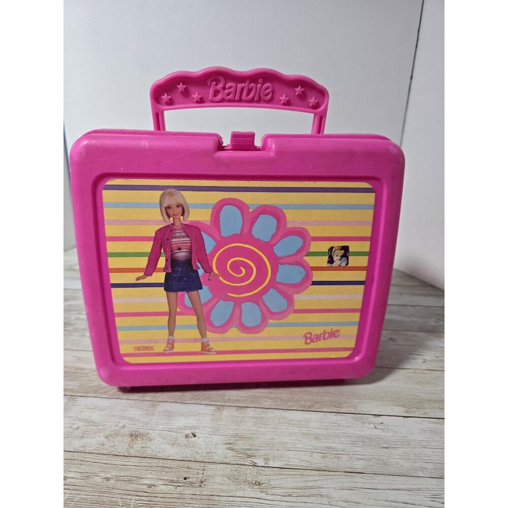 Barbie Thermos lunch Box Pink Vintage 1990’s Collectible 1998 Pink Flower